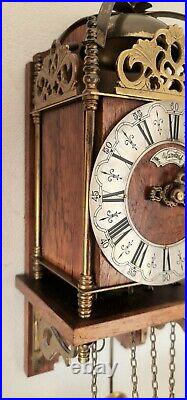 Warmink Lantern Wall Clock Dutch Vintage 2 x Brass Weights With Bell Strike