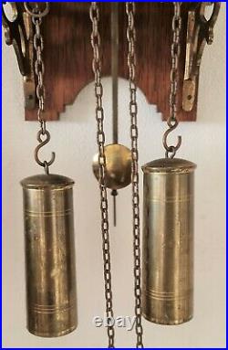Warmink Lantern Wall Clock Dutch Vintage 2 x Brass Weights With Bell Strike