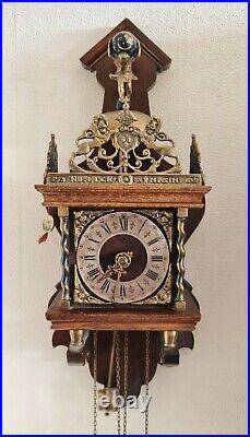 Warmink Zaanse Wall Clock 2 x Brass Weights On Pulleys 1 Day With Bell Strike