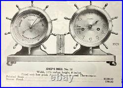 Waterbury No. 16 Ship's Bell Clock Set c. 1929 Runs well (Strike needs adjust)