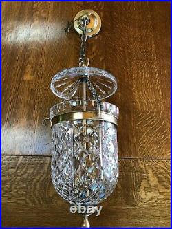 Waterford Crystal & Brass Chandelier Bell-Shaped Pendant Style, Orig. Owner