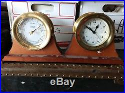 Weems Plath Ships Bell Clock and Barometer With Display Stand