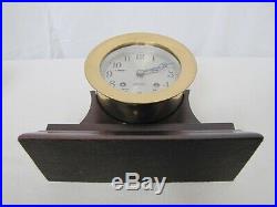 Well Preserved Antique Chelsea Ships Bell Mantle Clock on Walnut Wood Stand
