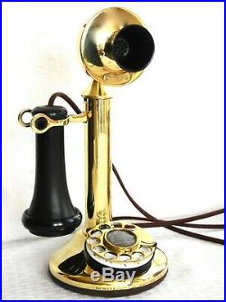 Western Electric Brass Dial Candlestick Large Cow Bell Ringer Antique Telephone