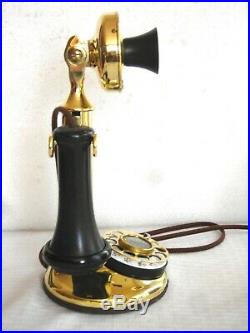 Western Electric Brass Dial Candlestick Large Cow Bell Ringer Antique Telephone