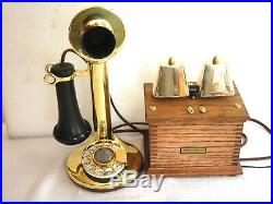 Western Electric Brass Dial Candlestick Large Cow Bell Ringer Antique Telephone