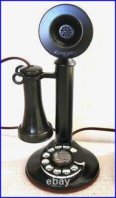 Western Electric Candlestick & Large 3 Brass Bells Restored Antique Telephone