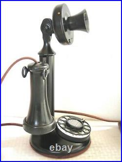 Western Electric Candlestick & Large 3 Brass Bells Restored Antique Telephone