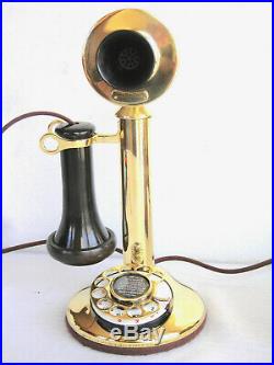 Western Electric Solid Brass Dial Candlestick Cow Bell Ringer Antique Telephone