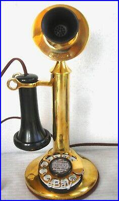 Western Electric Solid Brass Dial Candlestick Cow Bell Ringer Antique Telephone