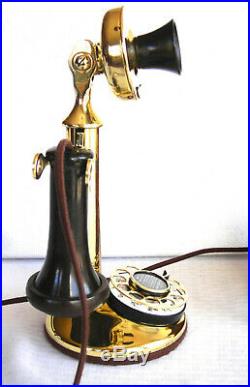 Western Electric Solid Brass Dial Candlestick Cow Bell Ringer Antique Telephone