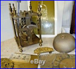 William Gray London English Brass Lantern Bell Chime Clock Kit One Hand & Weight