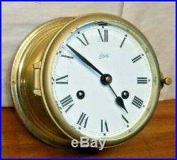 Working Schatz German Royal Mariner Brass Ship Bells Chime Clock With Key
