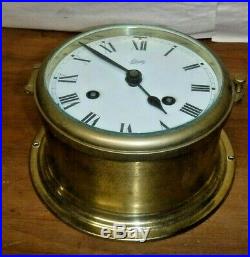 Working Schatz German Royal Mariner Brass Ship Bells Chime Clock With Key