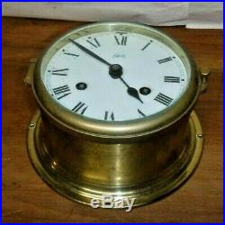 Working Schatz German Royal Mariner Brass Ship Bells Chime Clock With Key