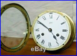 Working Schatz German Royal Mariner Brass Ship Bells Chime Clock With Key