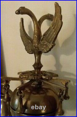 Wow! Antique Triple Horse Bells With Brass Phoenix For Parade Carriage Sleigh