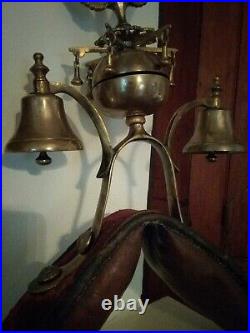 Wow! Antique Triple Horse Bells With Brass Phoenix For Parade Carriage Sleigh