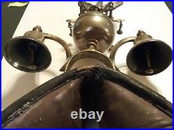 Wow! Antique Triple Horse Bells With Brass Phoenix For Parade Carriage Sleigh