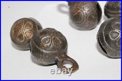 X11 lot of Antique Bronze Metal Sleigh Rattle Bell 1 7/8 1.5