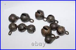 X11 lot of Antique Bronze Metal Sleigh Rattle Bell 1 7/8 1.5