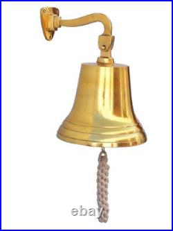 XL Ship's Bell Brass Plated Solid Aluminum 9.5 Nautical Hanging Wall Decor New